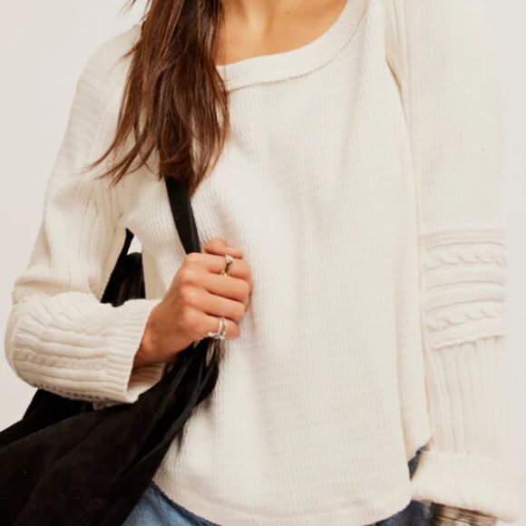 Free People WE THE FREE Swinging Cable Cuff Long Sleeve Shirt XS - Picture 7 of 10